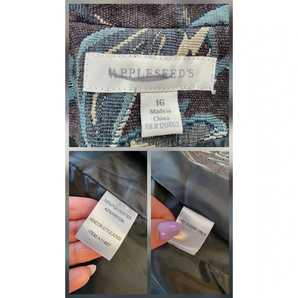 Vintage Appleseeds Tapestry Jacket SIze 16 Green‎ Boho Cottage Artisan Gallery